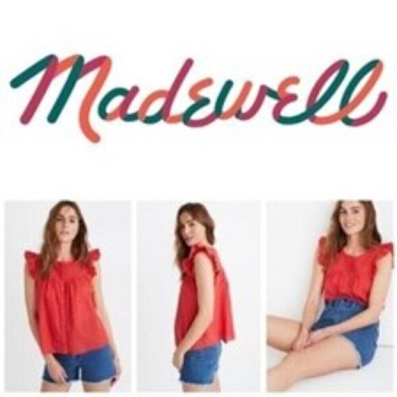 Madewell Ruffle Cap Sleeves Bib-Top Metallic Stripe Swing Style Round Neck 3X - Picture 5 of 14